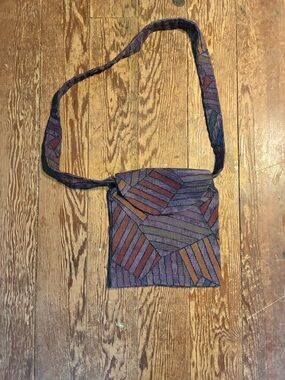 Woven Geometric Crossbody Bag in Purple